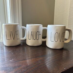 White Three Mug Set - Live, Laugh, Love